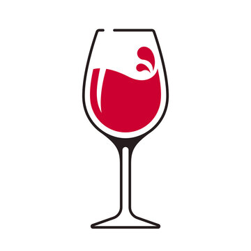 Splashing red wine Glass vector logo icon abstract concept design	