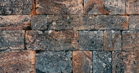 Brick Wall Grunge Block Construction Texture Outdoor Background Backdrop Stylish Horizontal Photo