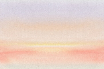 Gentle watercolor background of orange shades. Abstract illustration of a colorful sunset.