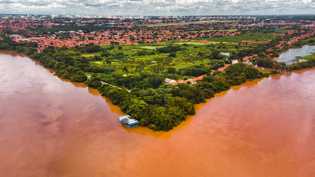 Natureza &Aacute;gua Parque Ambiental Encontro Rios Rio Poti Parna&iacute;ba Ponto Tur&iacute;stico Poty Velho Restaurante Flutuante  Solim&otilde;es Negro Teresina Verde Marrom Paisagem Drone Turismo Viagem Viajar
