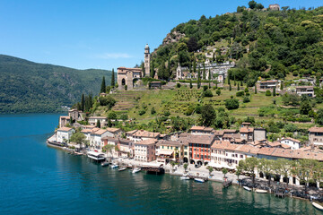 Fototapeta na wymiar Top view of the Swiss village of Gandria