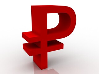 3d render  russian ruble symbol