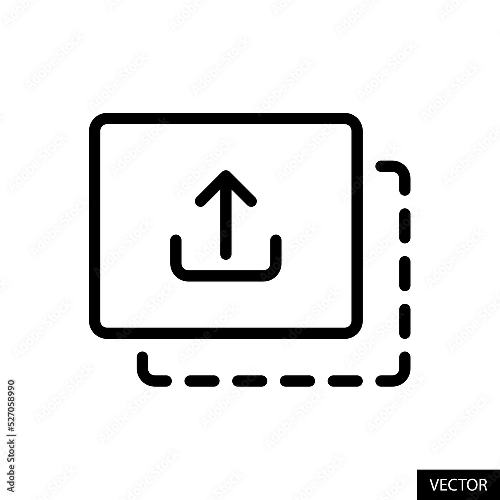 Poster drag and drop to upload file concept vector icon in line style design for website, app, ui, isolated