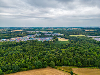 Aerial view over Leeds Festival in Bramham Park