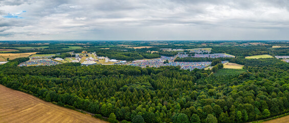 Fototapeta na wymiar Aerial view over Leeds Festival in Bramham Park