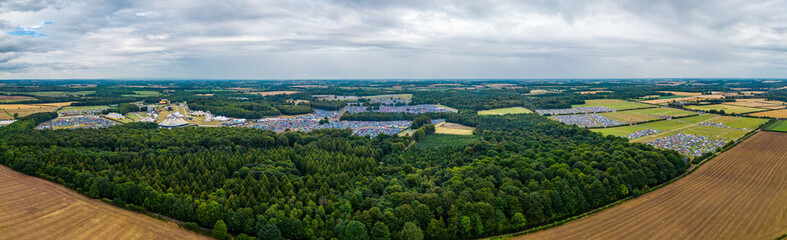 Fototapeta na wymiar Aerial view over Leeds Festival in Bramham Park
