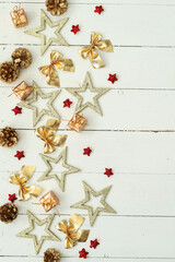 Star shaped Christmas decorations with bows on a white background