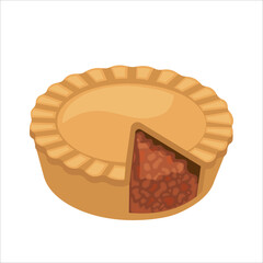 illustration vector of Australian meat pie isolated on white background