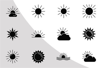 Sun Icons Fill, Suns Svg, Sun Bundle, Icon Bundle, Sunrise SVG, Sun Vector, Sunset, Svg Cut File,