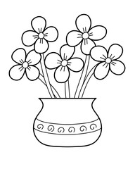 Colouring flowers and plants for colouring book of kids. Vector illustration colouring flowers