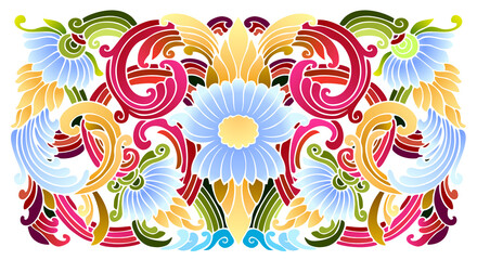 Southeast Asian style floral ornament with swirls