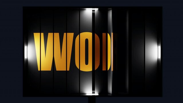 Back to work 3D animation on illuminated trivision billboard at night