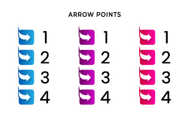Colorful bullet arrow point number with gradient free vector