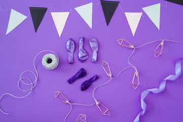 Purple festive balls for birthday party