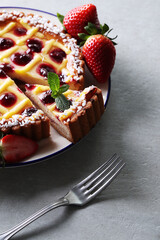 Fresh tasty homemade pie with berries on the plate