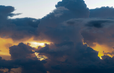 Dramatic sky at sunset with red, yellow and orange colors.