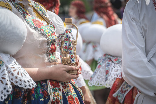 Dressed In Traditional Moravian Folk Costume, Slovakian Moravia, Uherske Hradiste