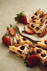 A few pieces of homemade hot tasty pie with berries 