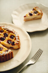 Delicious fresh homemade hot pie with berries on the plate