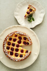 Delicious fresh homemade hot pie with berries on the plate