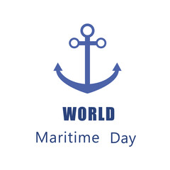 World Maritime Day with anchor in flat style. Holidays around the world of maritime day.