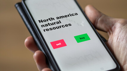 An investor's analyzing the north america natural resources etf fund on screen. A phone shows the ETF's prices stocks to invest
