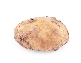 Close-up shot of raw potatoes on white background