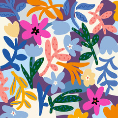 Flowers pattern. Can be used on clothes, bags, caps and paintings