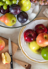 Fresh  fruits: pears, apples, plums and grapes