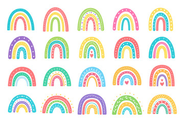 boho rainbow. hand drawn pastel rainbow baby greeting card decorative elements