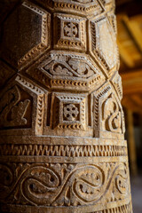 Ancient Wooden Juma Mosque with Curved Pillars of Itchan Kala, in the walled Old City of Khiva, Uzbekistan