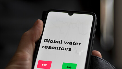 An investor's analyzing the stocks on screen. A phone shows the ETF's prices global water resources