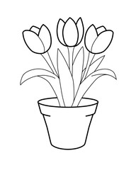 Colouring flowers and plants for colouring book of kids. Vector illustration colouring flowers