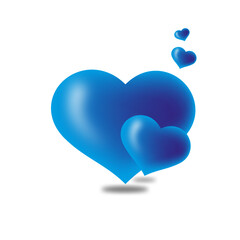 Blue hearts on a white background. Hearts. Love. Valentine`s Day.