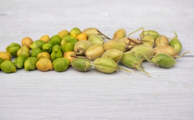Closeup of Fresh and Raw Chickpea Isolated on White Background in Horizontal Orientation