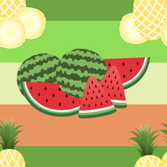 Seamless tartan plaid pattern in Summer , Pineapple and Watermelon