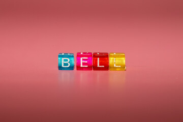 The word "bell" made up of cubes