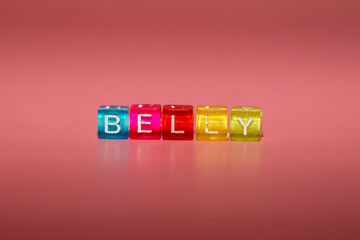 The word "belly" made up of cubes