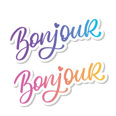 Bonjour Paris Phrase Vector Lettering Calligraphy Brush Chalkboard © 1emonkey