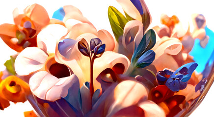 Artistic painting concept of Flowers illustration Natural colors, digital art style, illustration background painting. Creative Design, Tender and dreamy design.