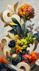 Fototapeta na wymiar Artistic painting concept of Flowers illustration Natural colors, digital art style, illustration background painting. Creative Design, Tender and dreamy design.