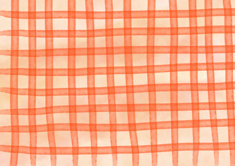 手描きのオレンジチェックの背景素材