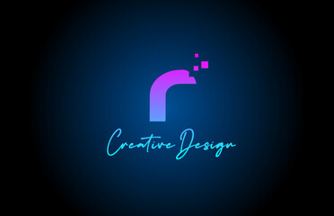 pink blue R alphabet letter logo icon design with dots. Creative template for company and business