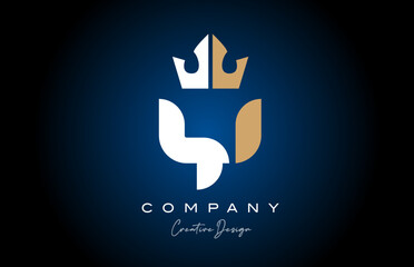 white brown Y alphabet letter logo icon design with king crown. Creative template for company and business