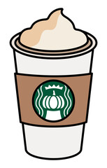 Pumpkin Spice Latte Coffee Cup Vector with Whipped Cream Fall Autumn