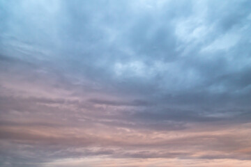 Unusual dark pink layered stratus clouds, skyscape. - obrazy, fototapety, plakaty