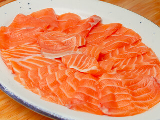 fresh salmon fillet sashimi