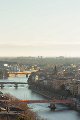Obraz premium Panaroma View of the City Verona Bridges River Photograph