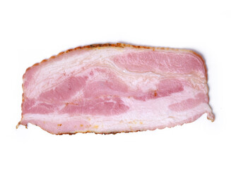 Hot raw bacon slices isolated on a white background