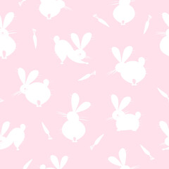 Symbol of chinese new year 2023 rabbit zodiac sign. Funny Bunnies seamless pattern, art background. Vector illustration